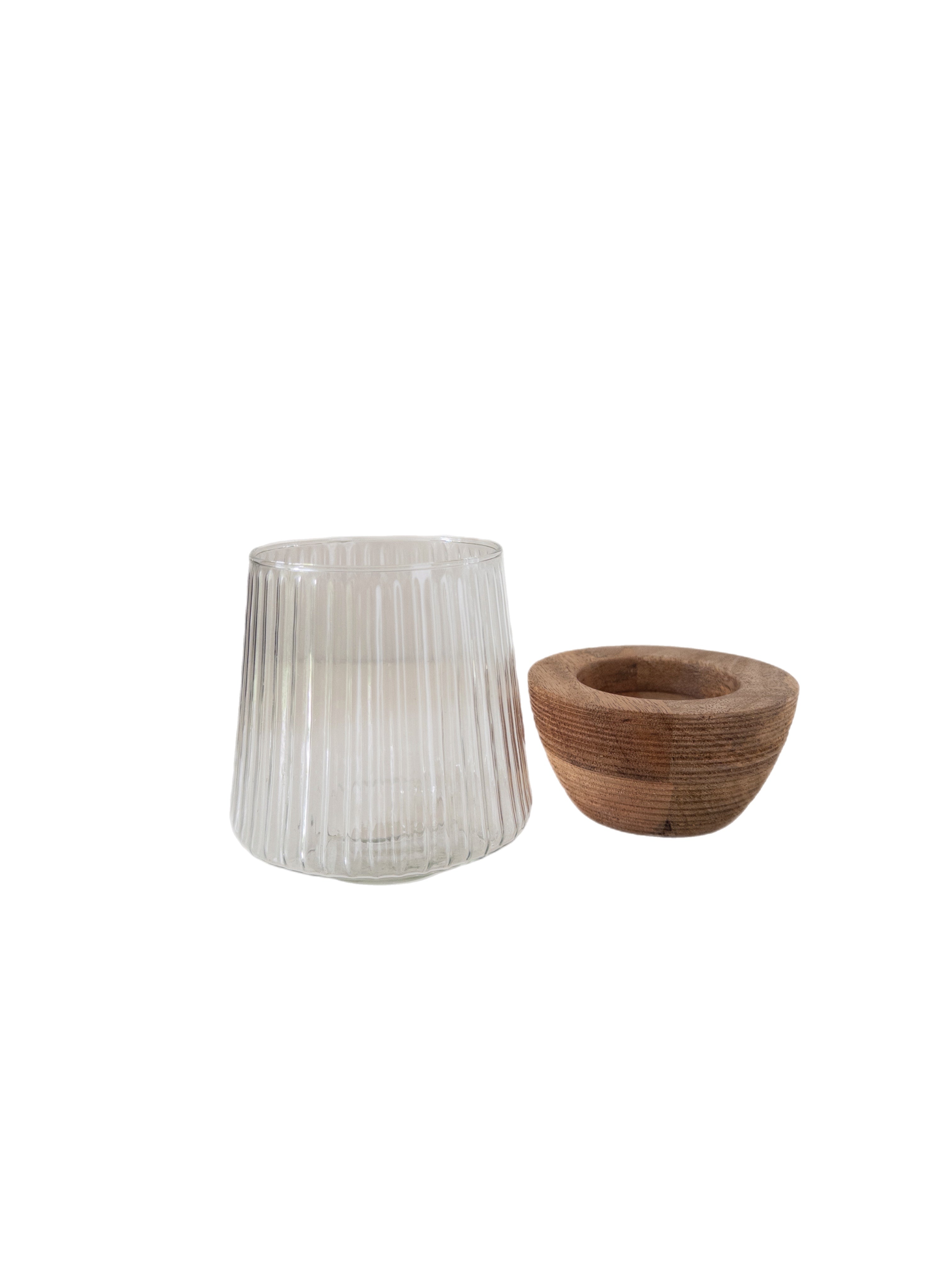Kleines Windlicht Holz mit Glaseinsatz