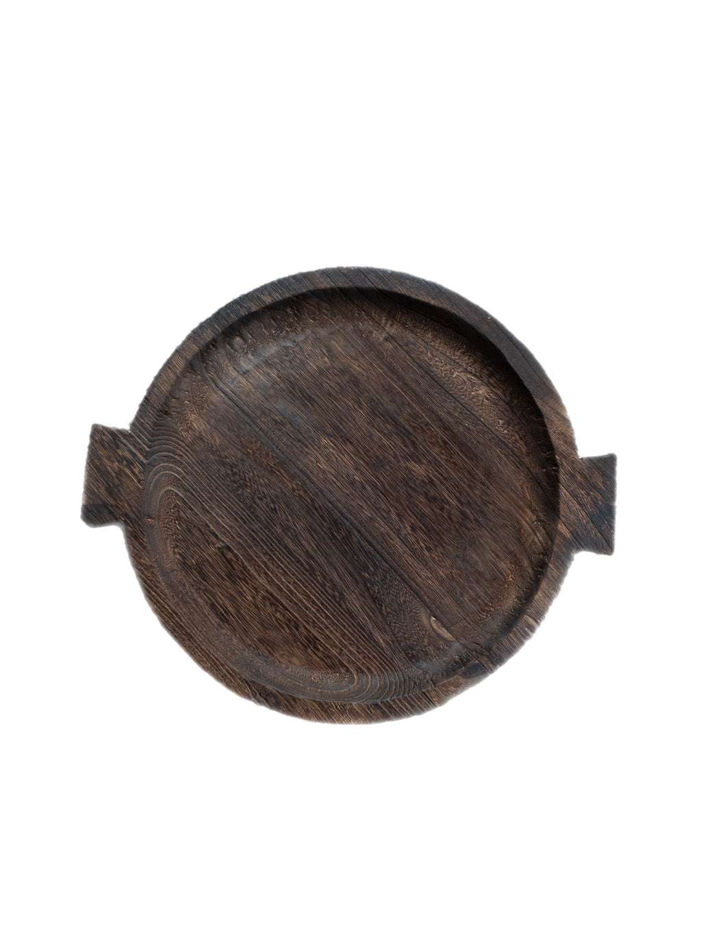 Holztablett rund 40 cm dunkelbraun