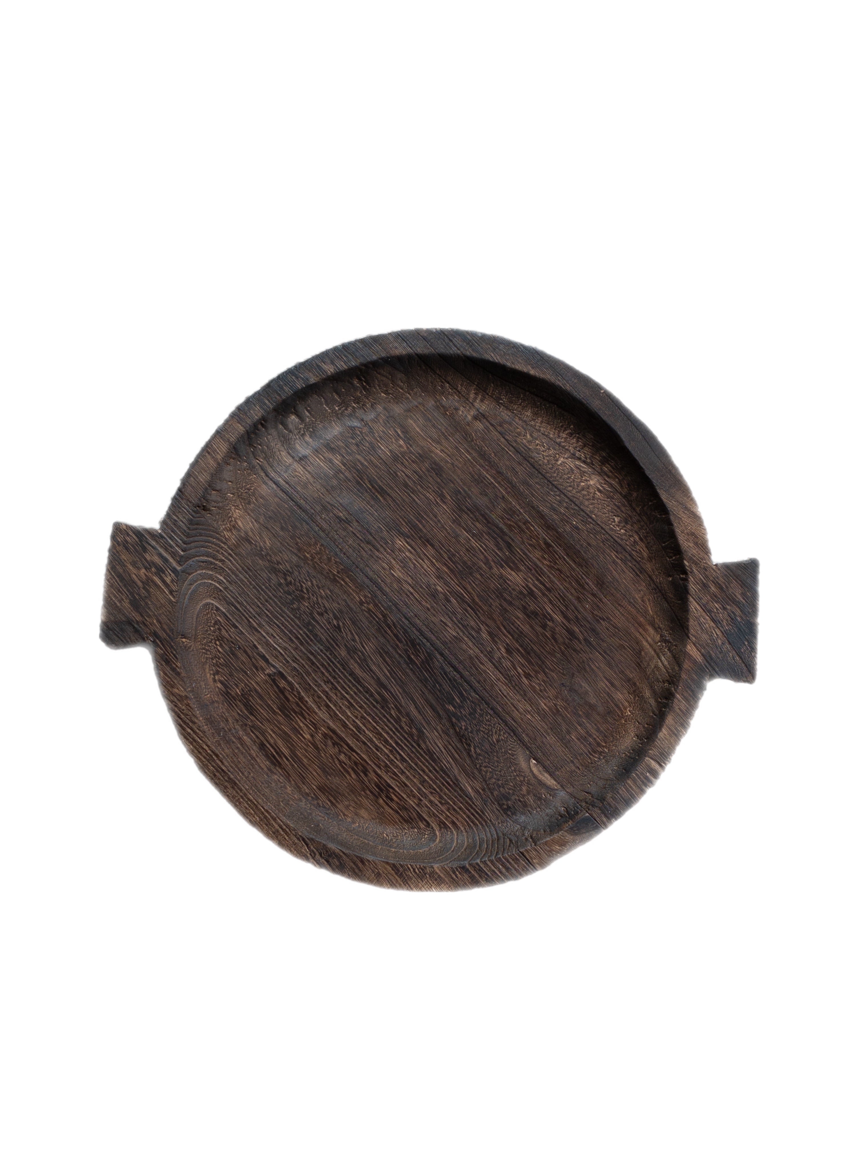 Holztablett rund 40 cm dunkelbraun