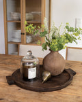 Holztablett rund 40 cm dunkelbraun