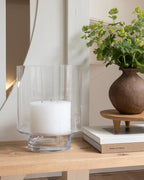 Windlicht aus Glas mit Fuß