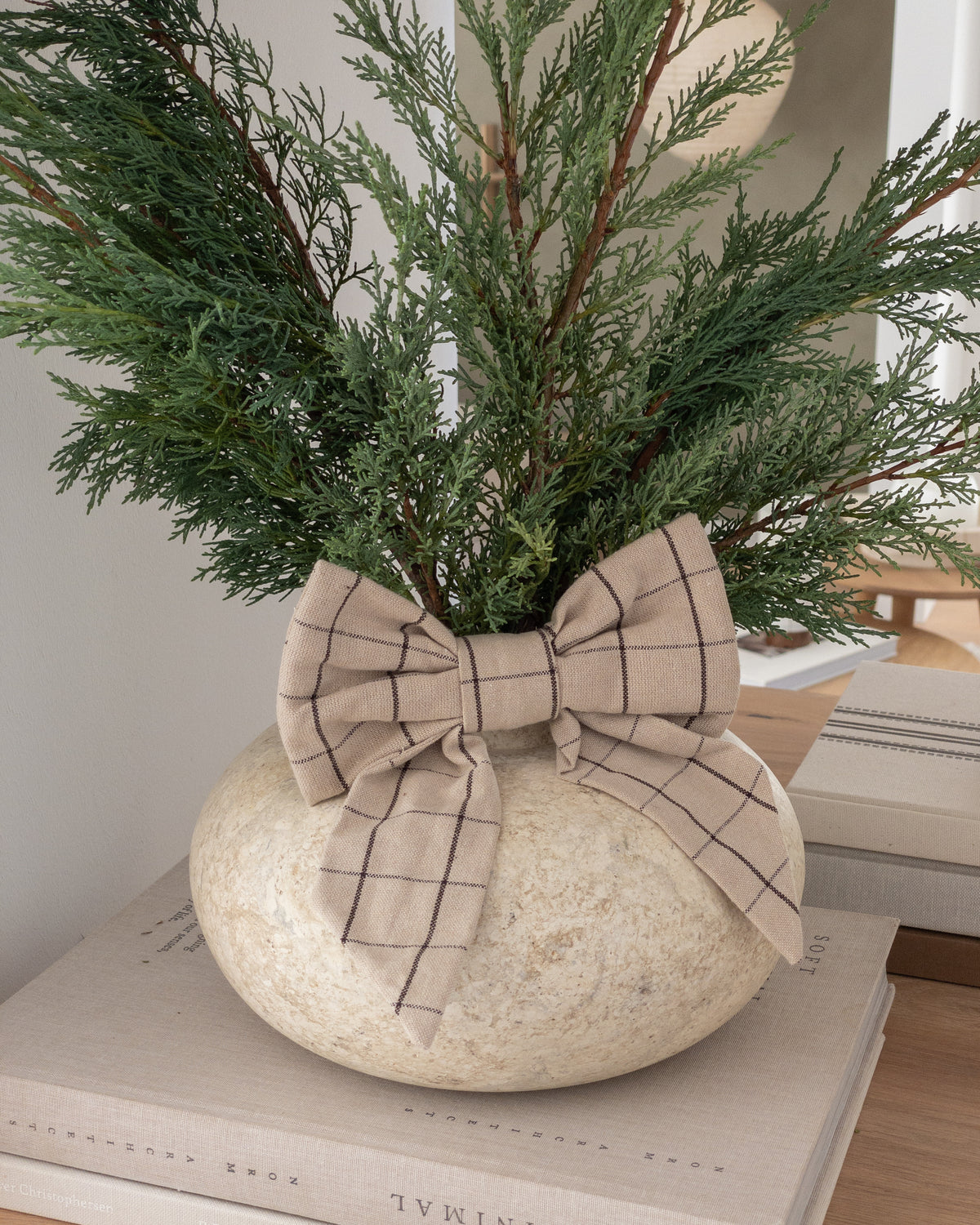 Tine K Home Stoffschleife für Weihnachten kariert 17 × 10 cm