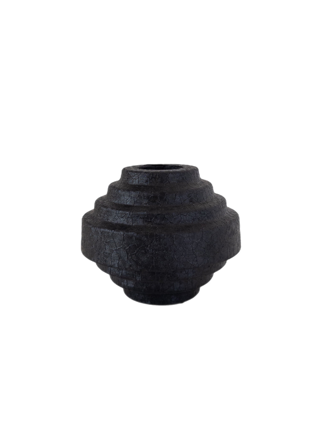 Kerzenständer schwarz aus Keramik mit Stufenform