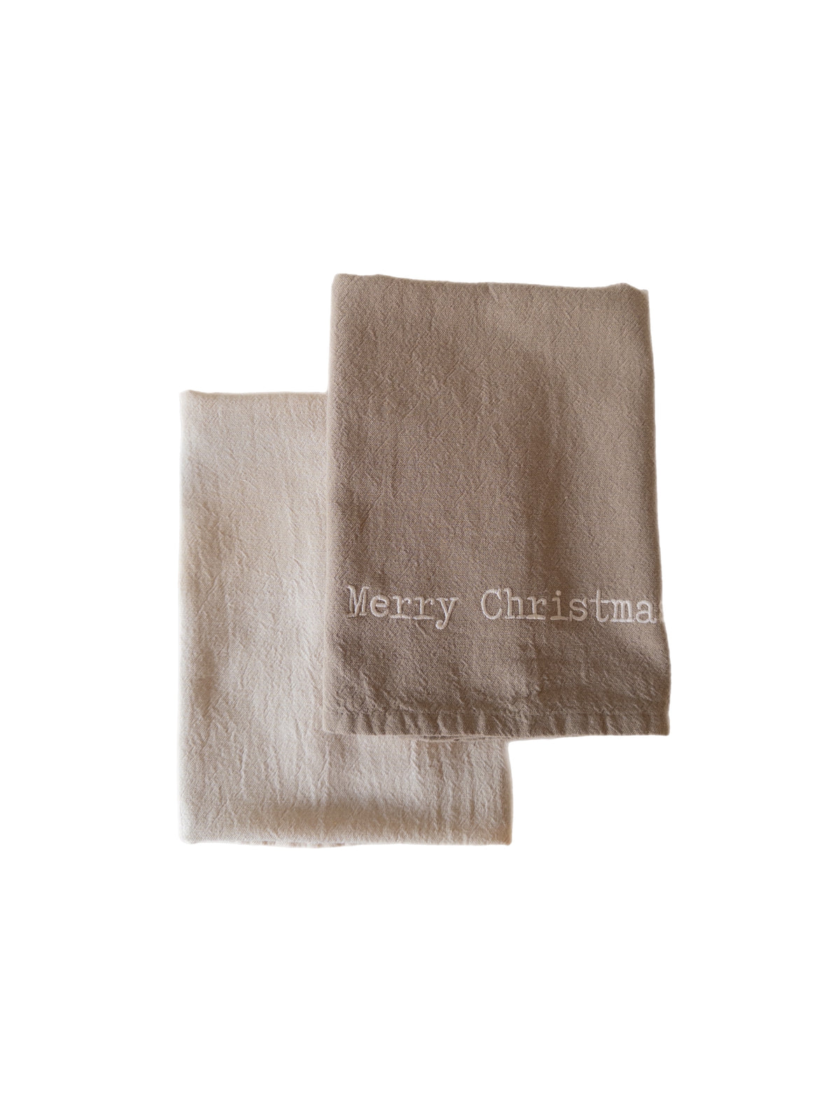 Geschirrtuch Weihnachten 2er Set „Merry Christmas“, Taupe