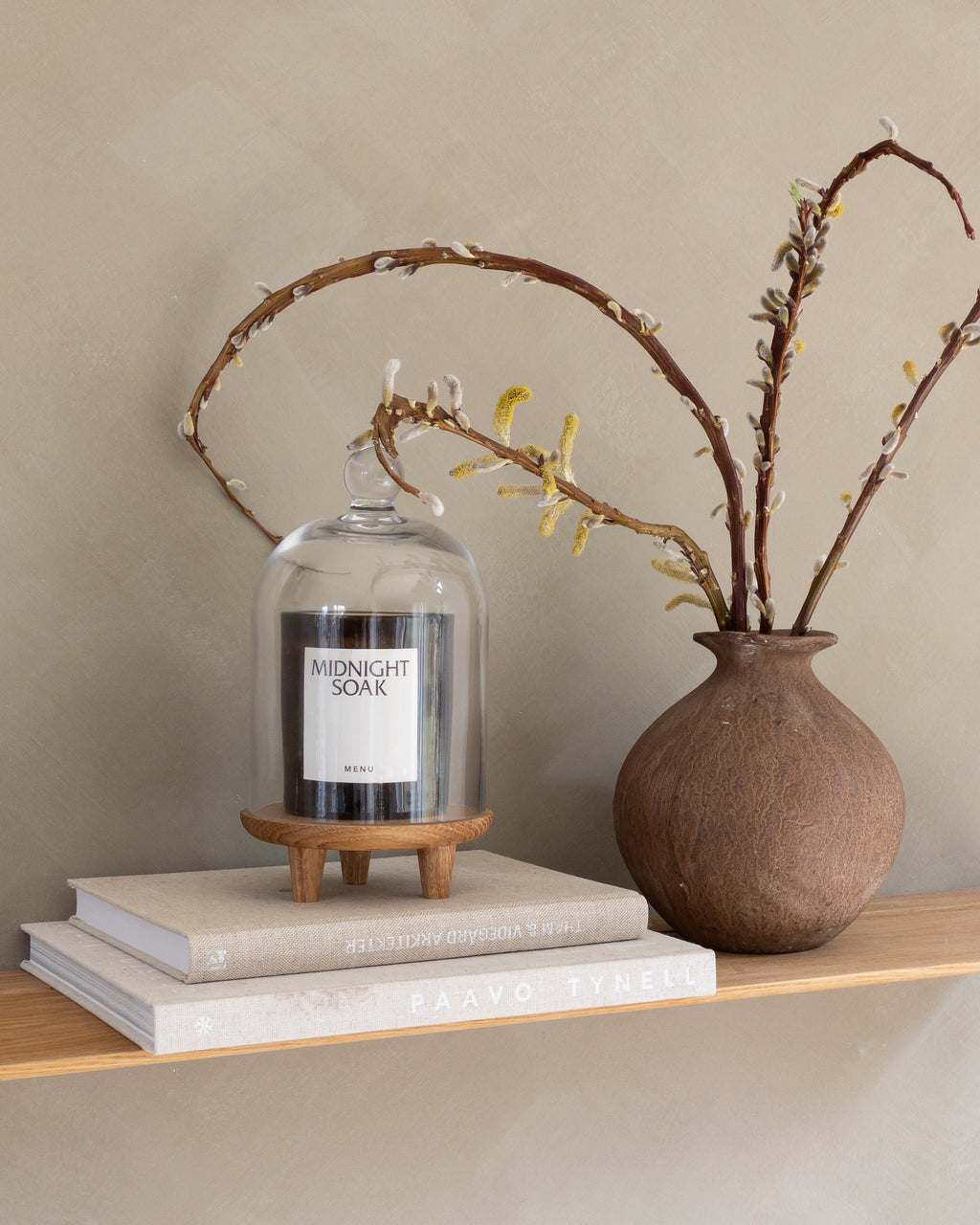 Rundes kleines Holztablett mit Füßen Eiche geölt „Liva“