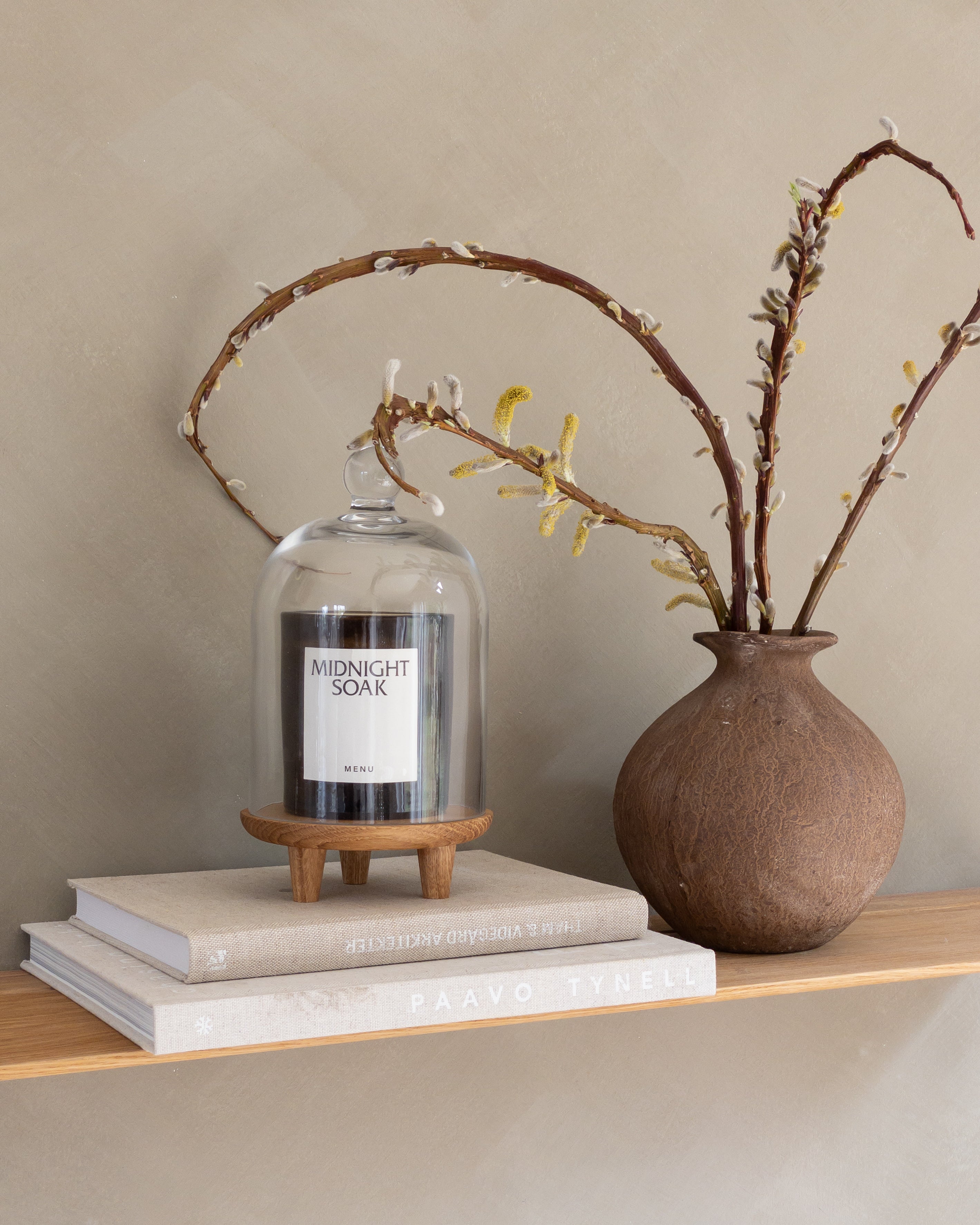 Rundes kleines Holztablett mit Füßen Eiche geölt „Liva“