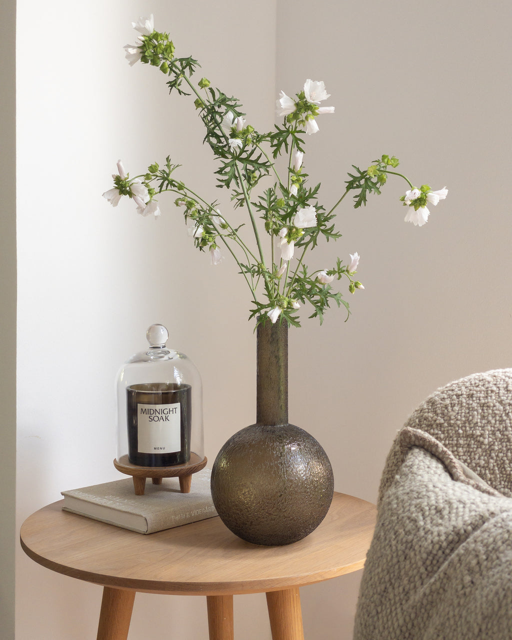 Vase Glas grün mit strukturierter Oberfläche
