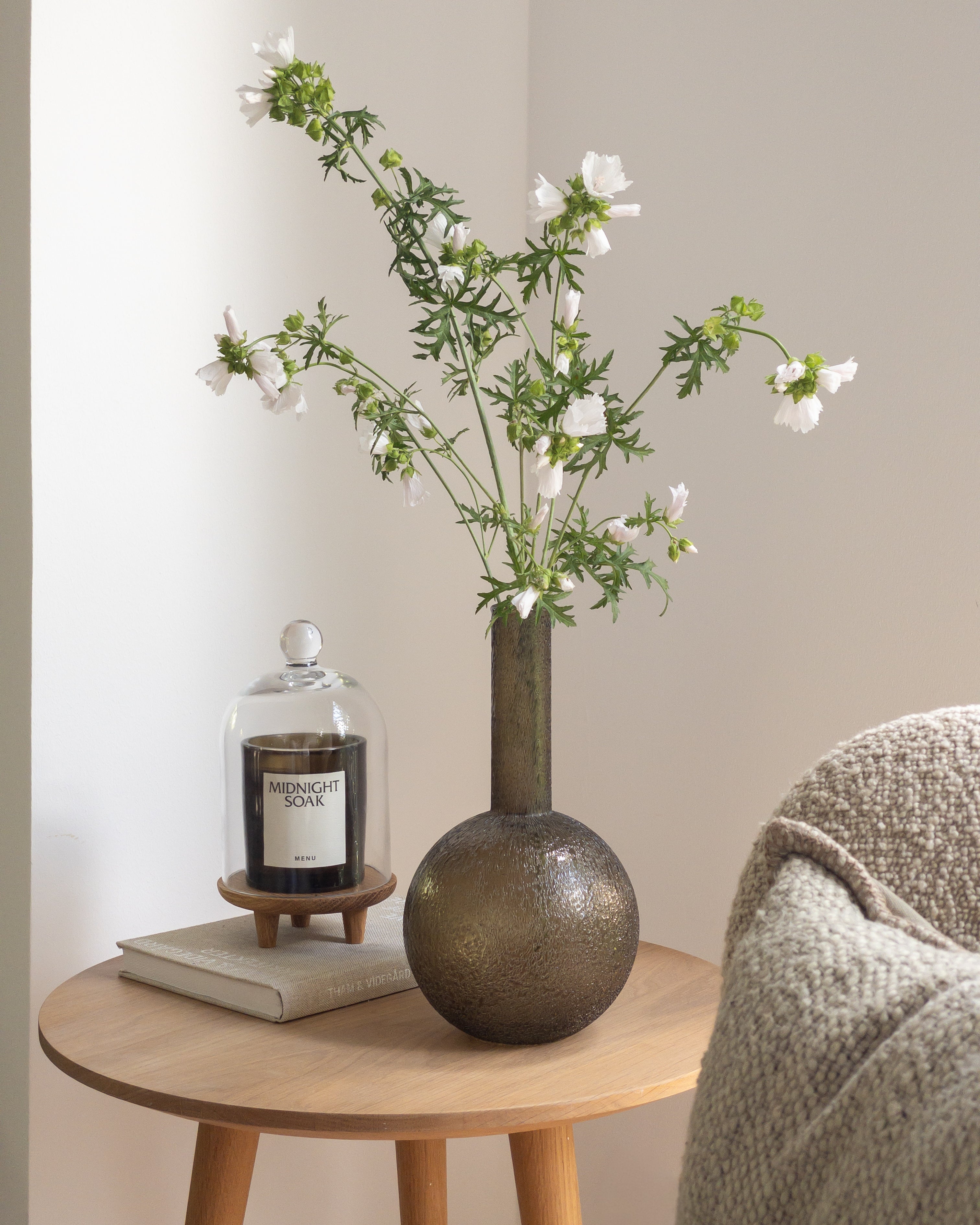 Vase Glas grün mit strukturierter Oberfläche
