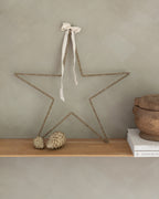 Großer Dekostern aus Metall mit goldenen Glasperlen 50 cm