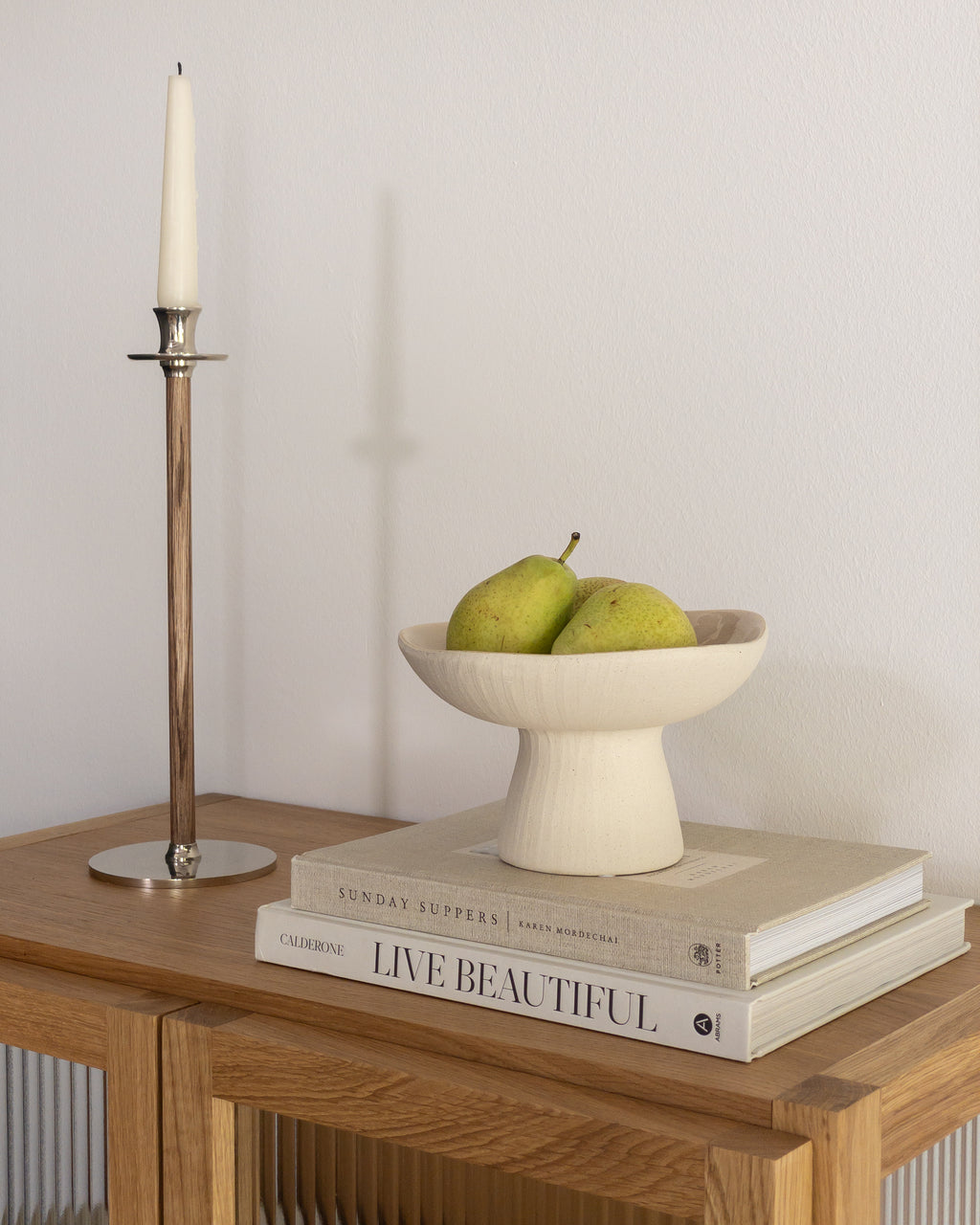 Schale mit Fuß Beige