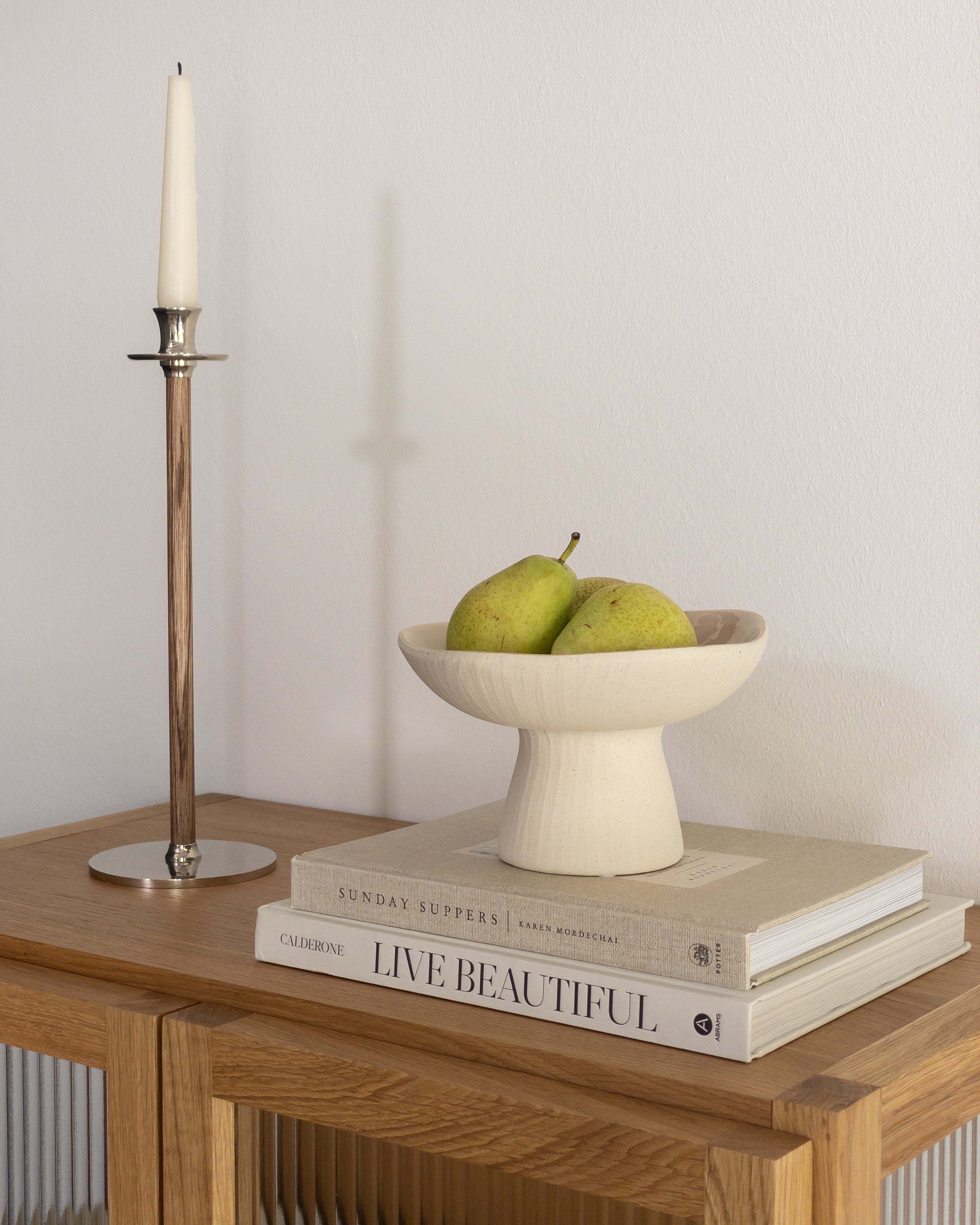 Schale mit Fuß Beige
