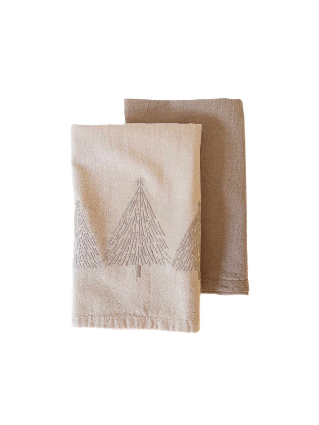 Geschirrtuch Weihnachten 2er Set „Tannenbäume“, beige