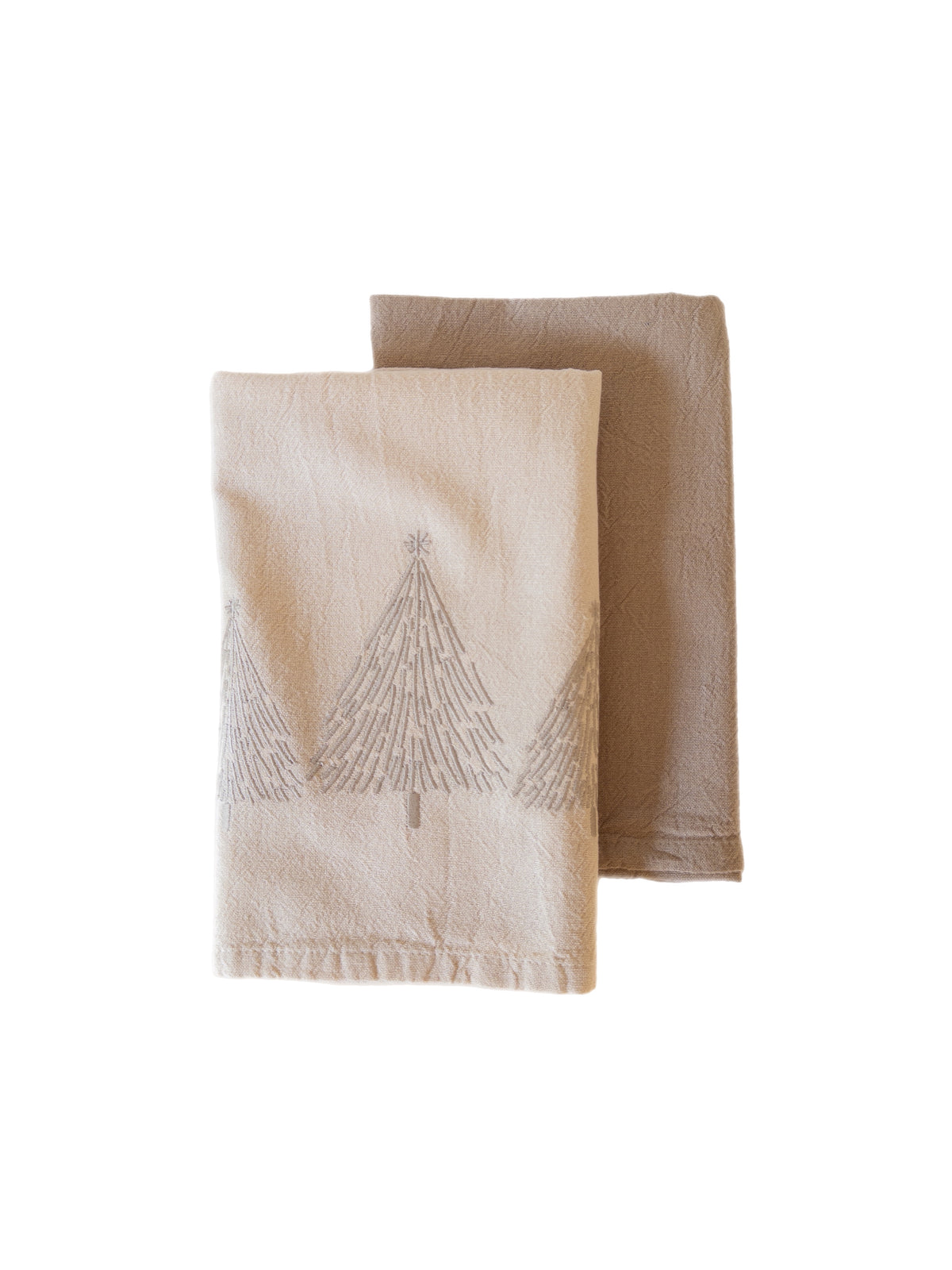 Geschirrtuch Weihnachten 2er Set „Tannenbäume“, beige