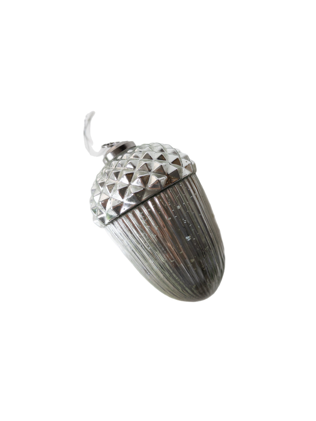 Weihnachtsanhänger Eichel aus Glas in Silber