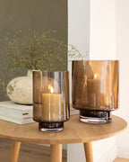 Kleines Windlicht Braun aus Glas