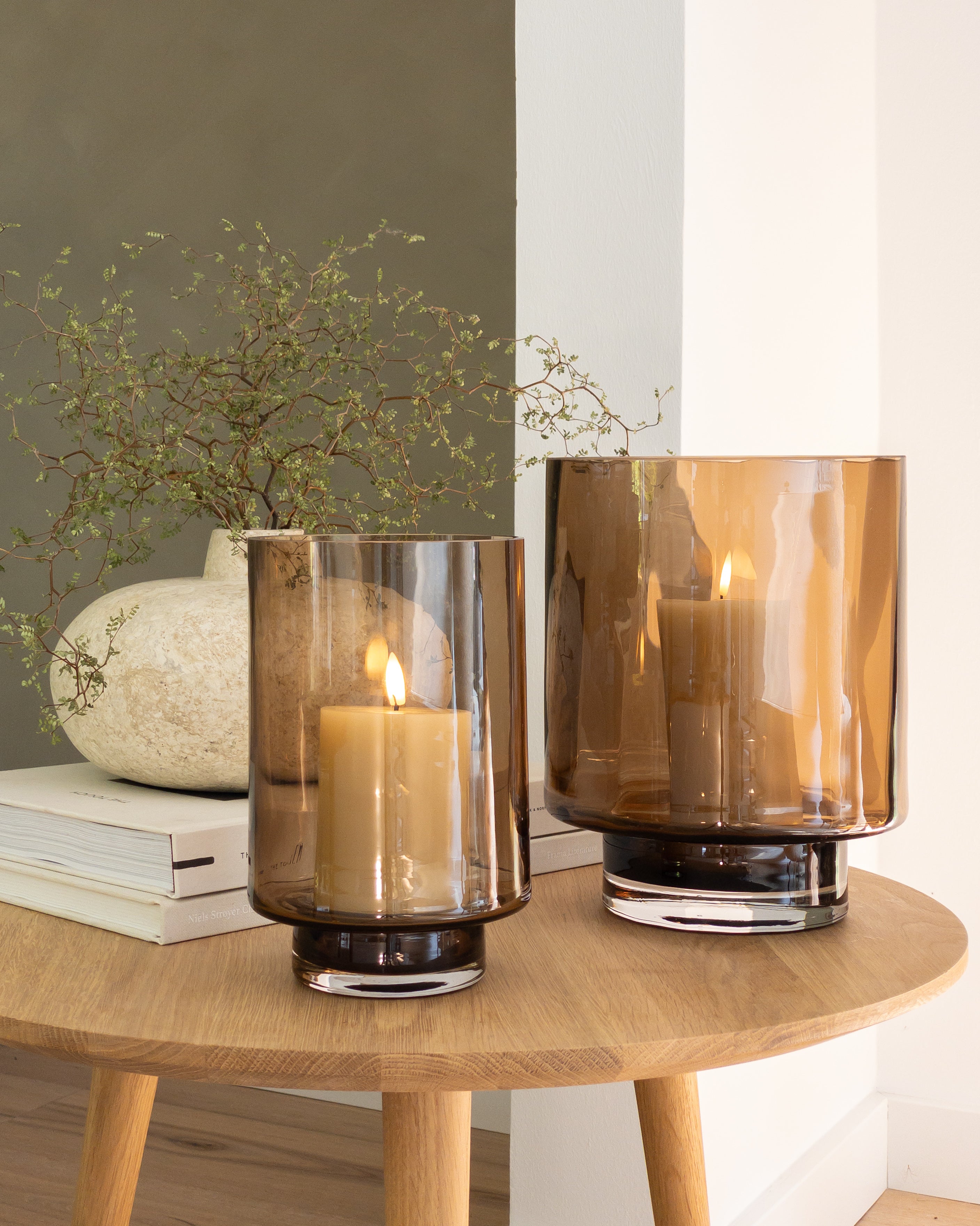 Kleines Windlicht Braun aus Glas
