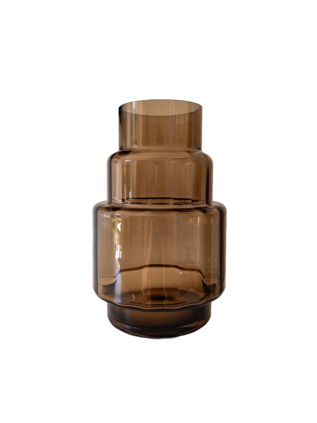 Große Glasvase Braun mit Stufendesign