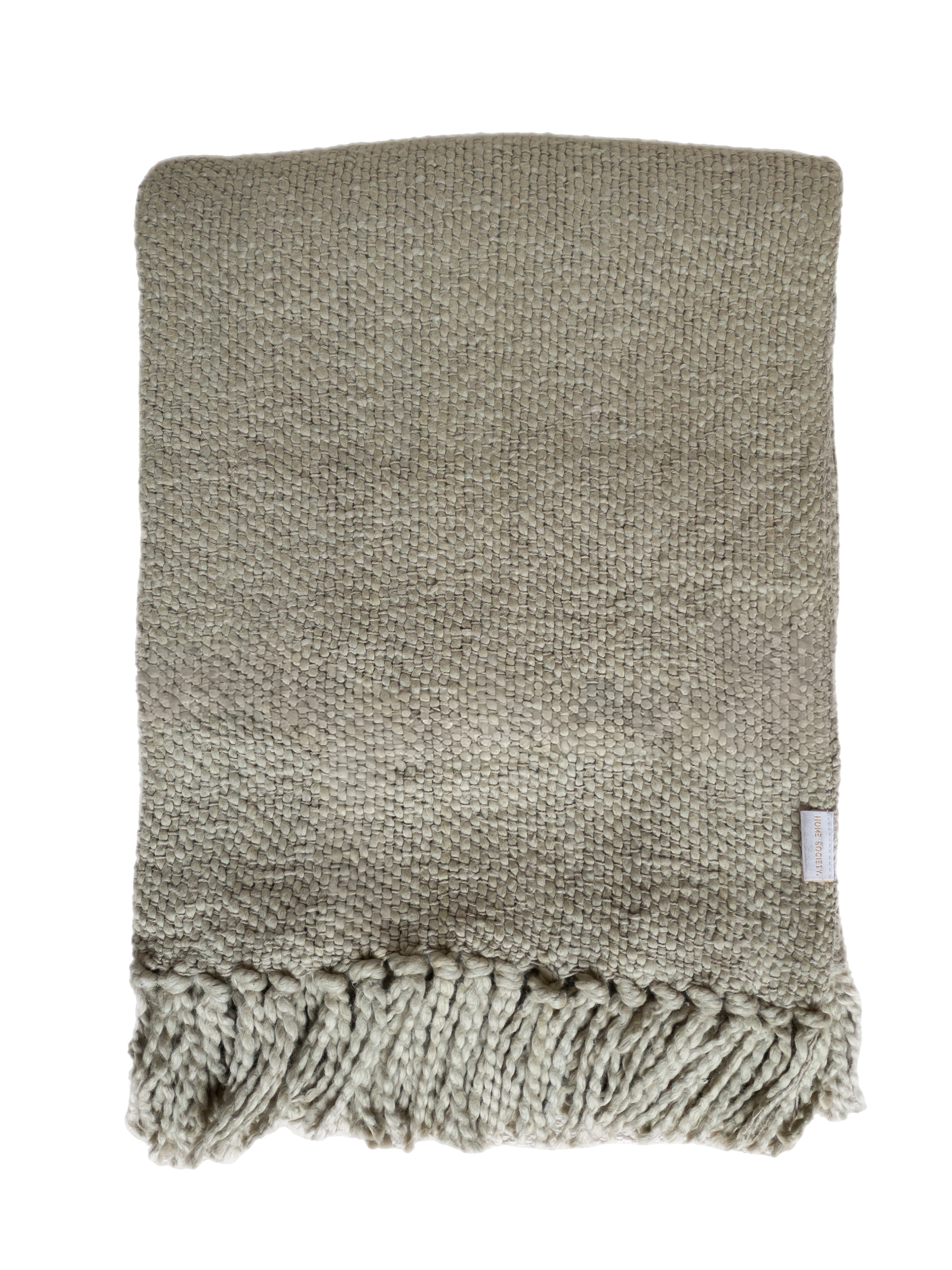 Decke aus Baumwolle „Indy“ Beige Salbeigrün