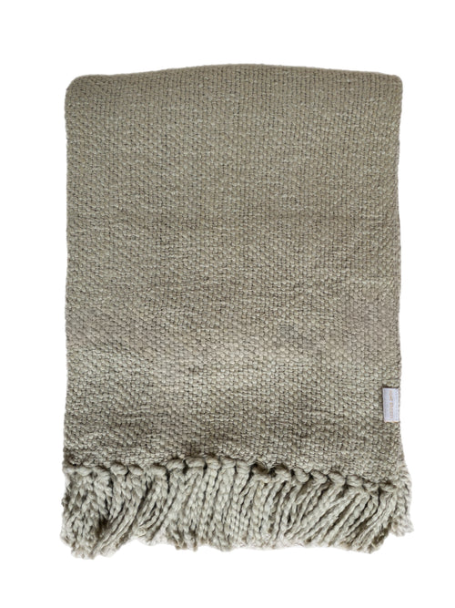 Decke aus Baumwolle „Indy“ Beige Salbeigrün