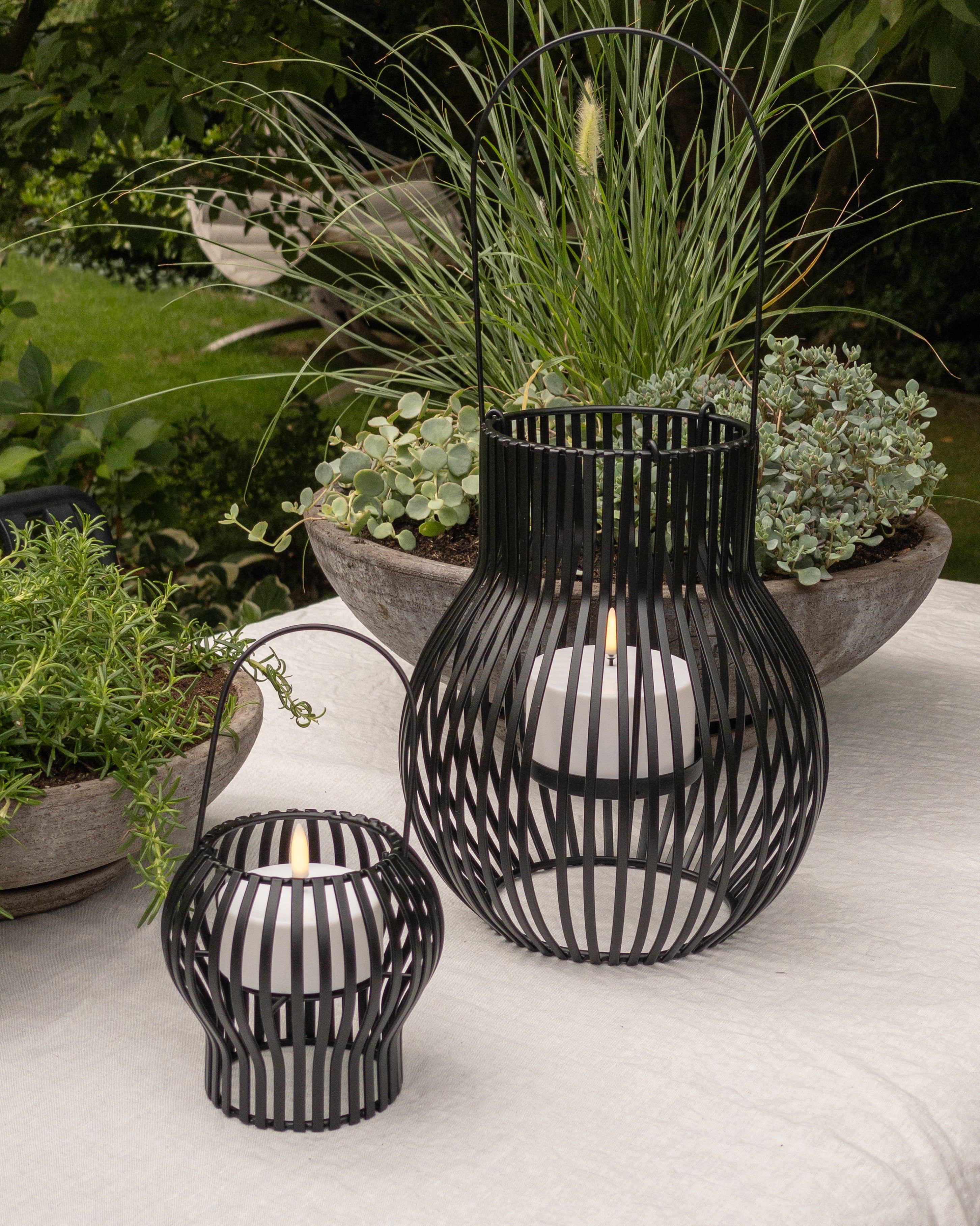 Kleine 2-in-1 Outdoor Laterne, schwarz