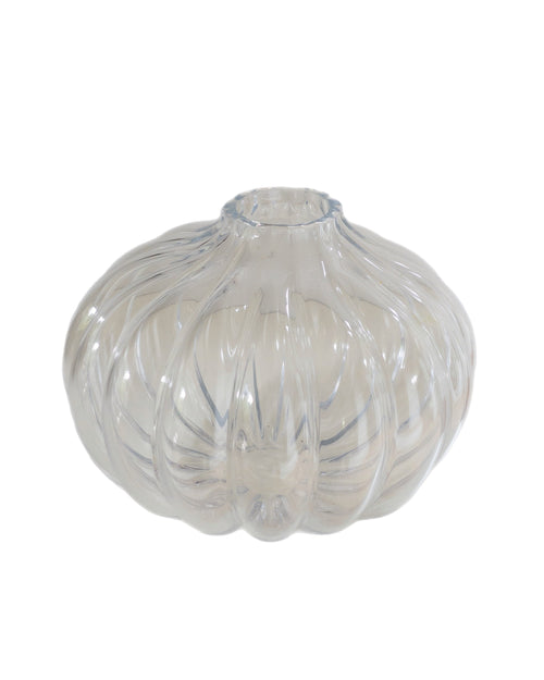 Bauchige Glasvase geriffelt klein ⌀ 24 cm