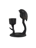 Kerzenständer schwarz Metall mit Vogel „Teal“