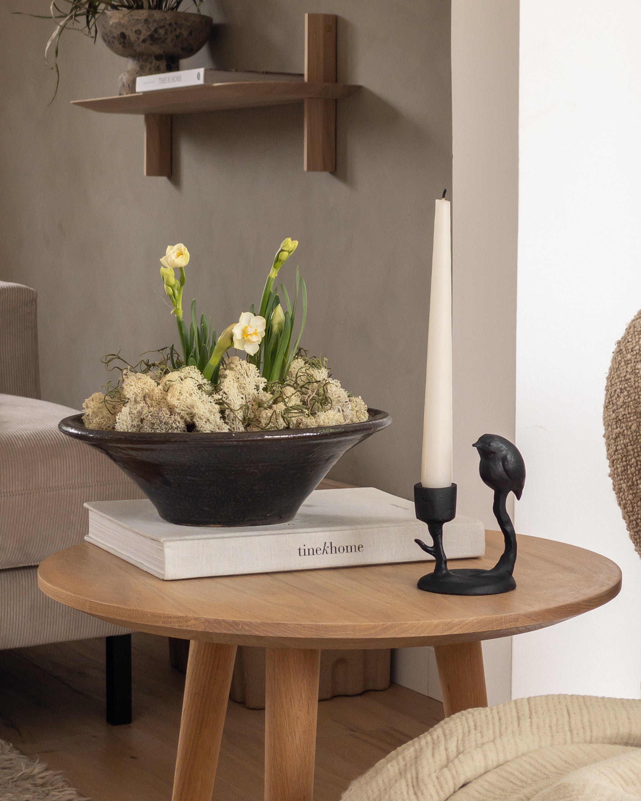 Kerzenständer schwarz Metall mit Vogel „Teal“