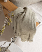 Decke aus Baumwolle „Indy“ Beige Salbeigrün