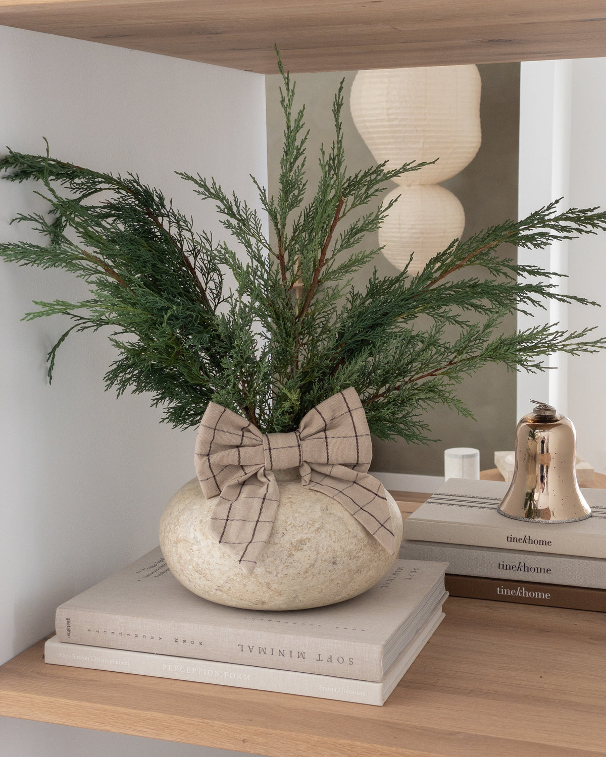 Tine K Home Stoffschleife für Weihnachten kariert 17 × 10 cm