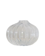 Bauchige Glasvase geriffelt klein ⌀ 24 cm