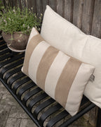 Outdoorkissen beige mit cremeweißen Streifen 30 x 50 cm