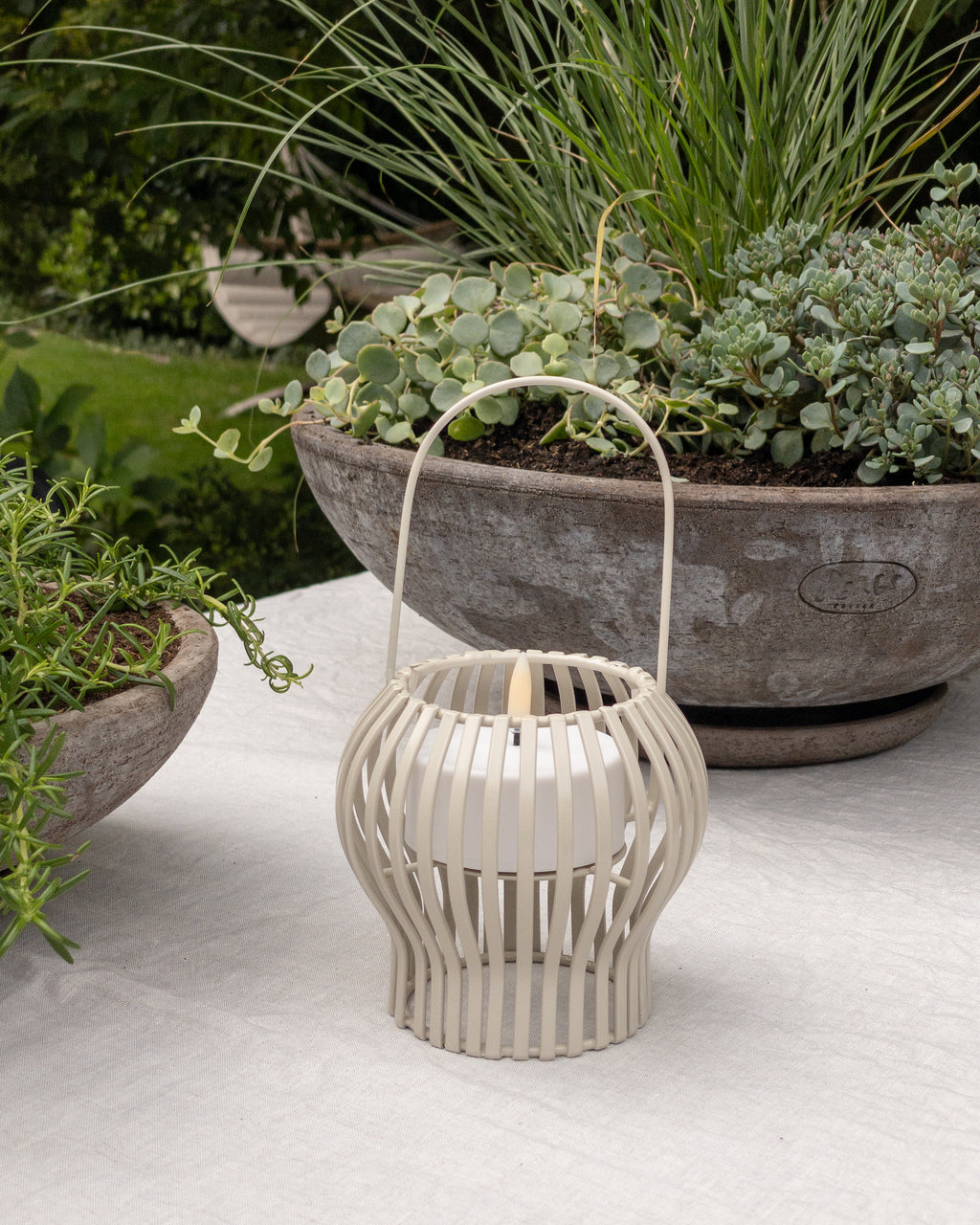Kleine 2-in-1 Outdoor Laterne, hellgrau