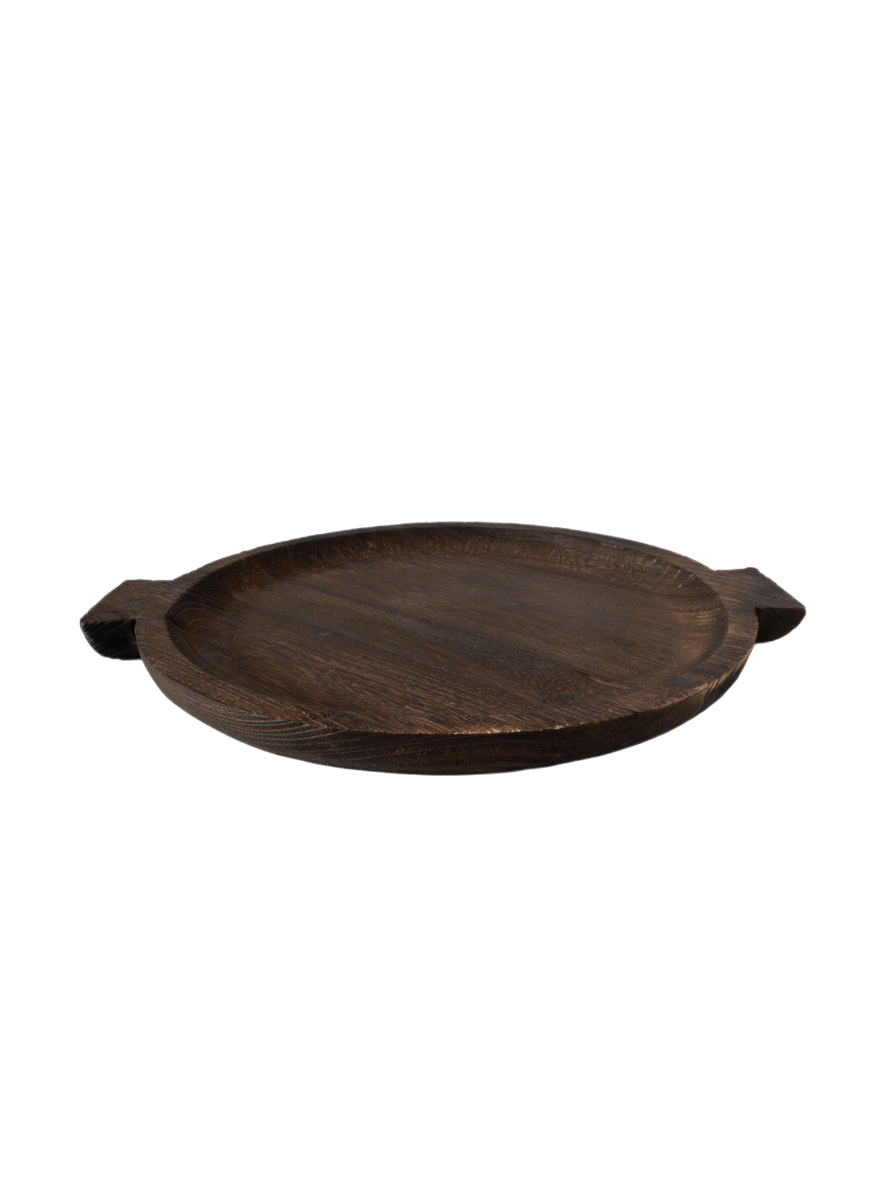Holztablett rund 40 cm dunkelbraun