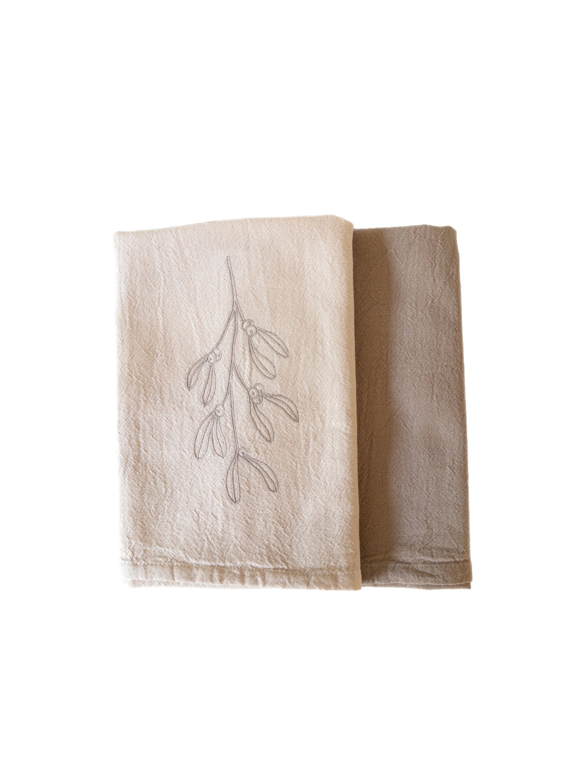 Geschirrtuch Weihnachten 2er Set „Mistelzweig“, Beige