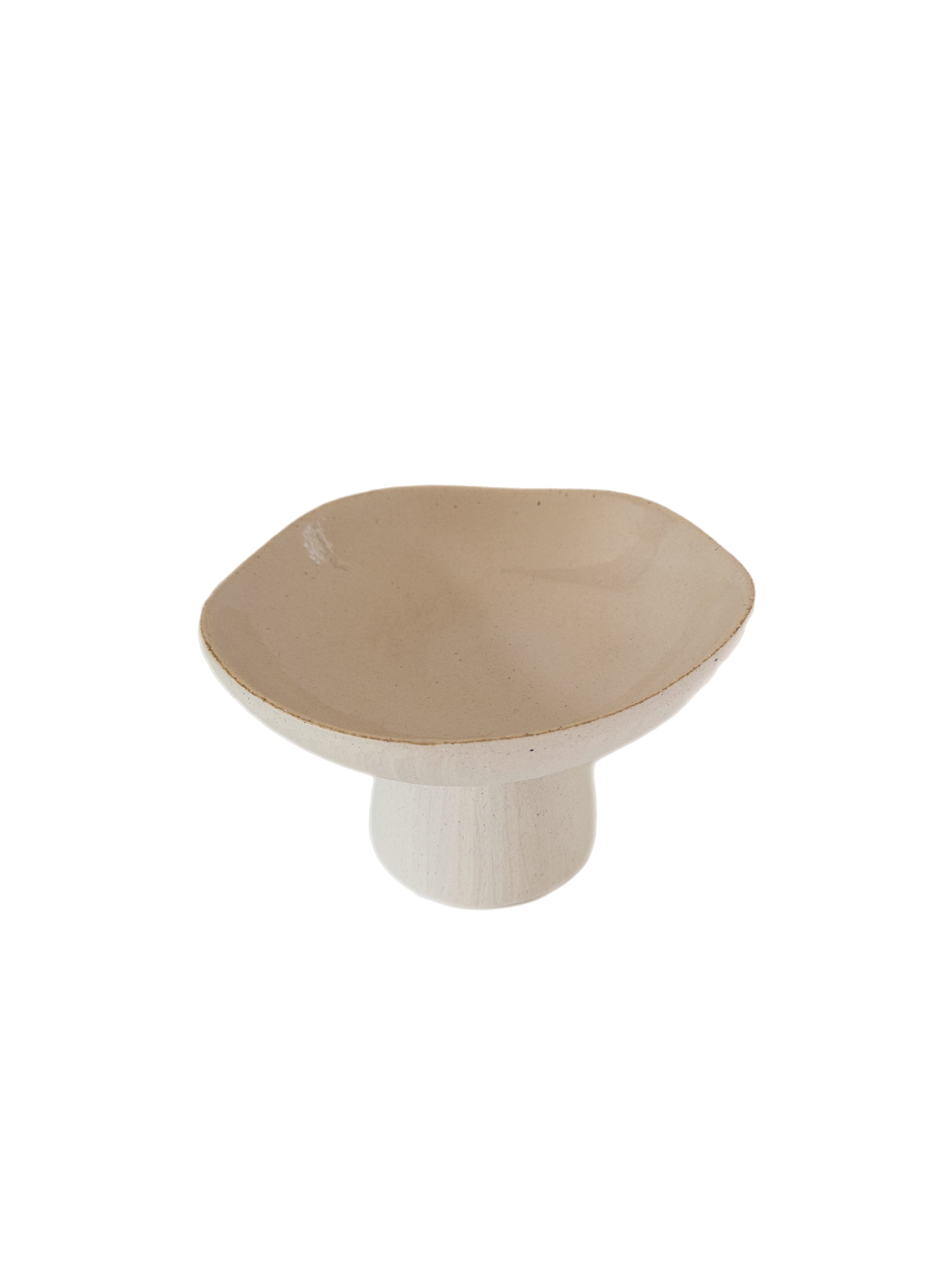 Schale mit Fuß Beige