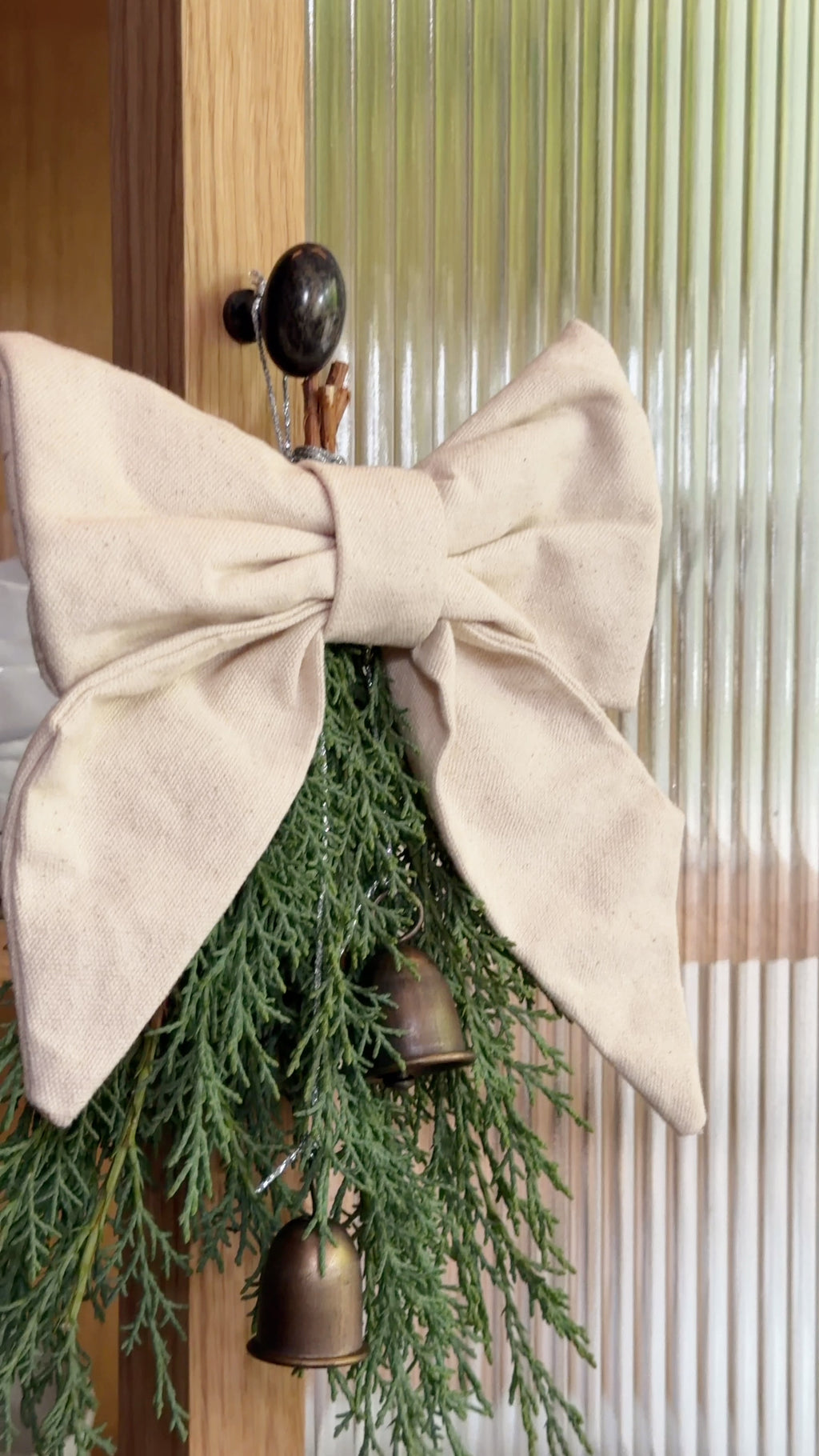 Tine K Home Stoffschleife Weihnachten Cremeweiß 17 × 10 cm