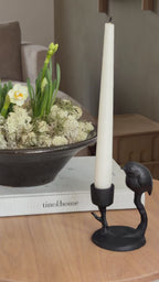 Kerzenständer schwarz Metall mit Vogel „Teal“