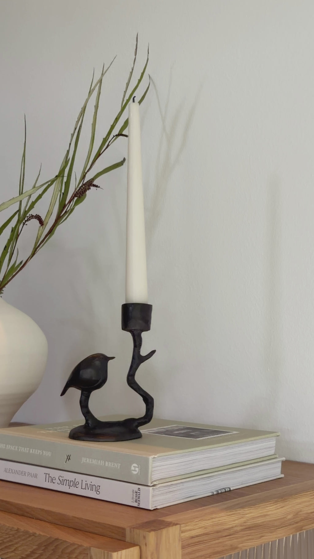 Kerzenständer schwarz Metall mit Vogel „Birdy“