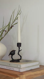 Kerzenständer schwarz Metall mit Vogel „Birdy“