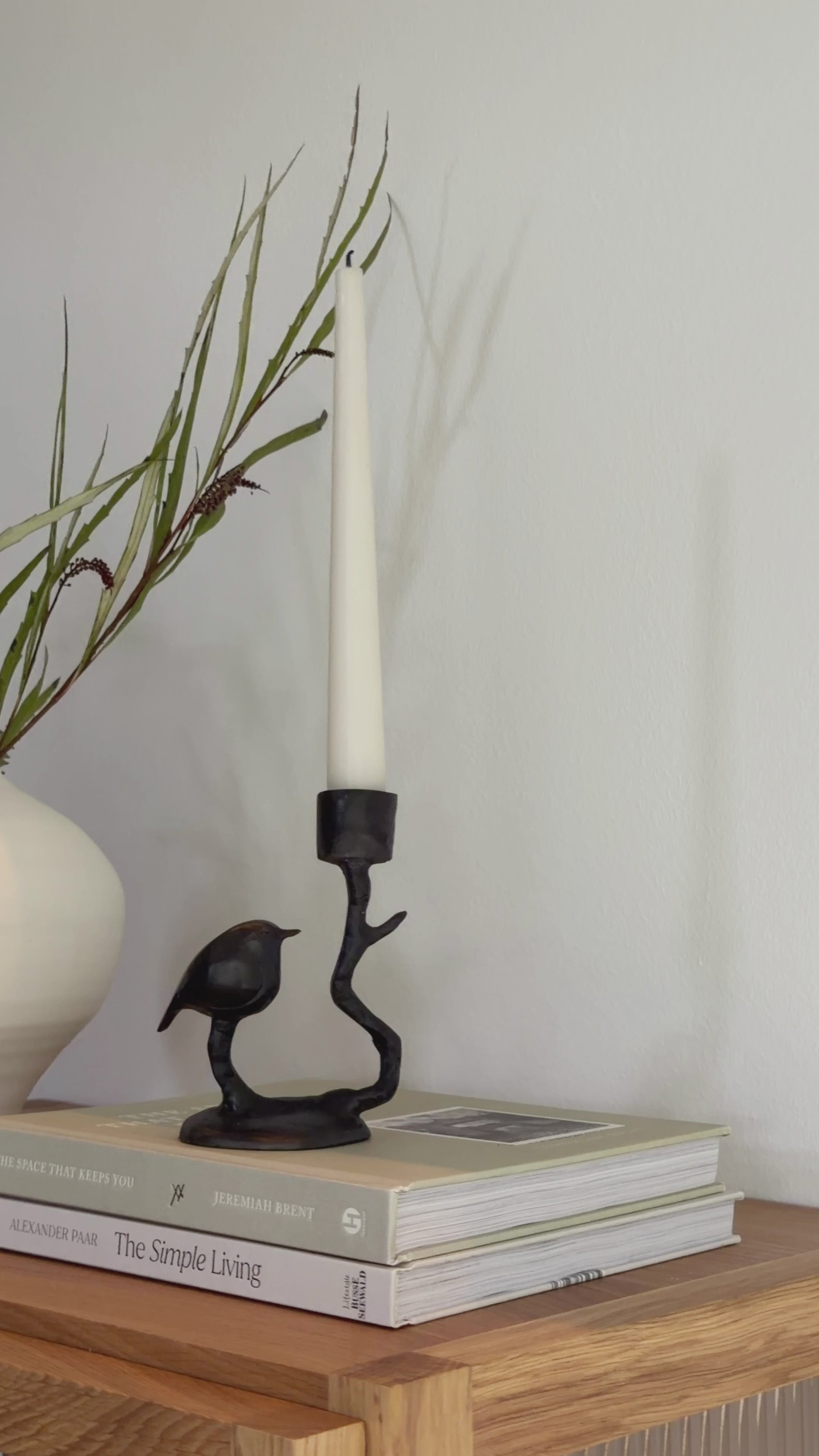 Kerzenständer schwarz Metall mit Vogel „Birdy“