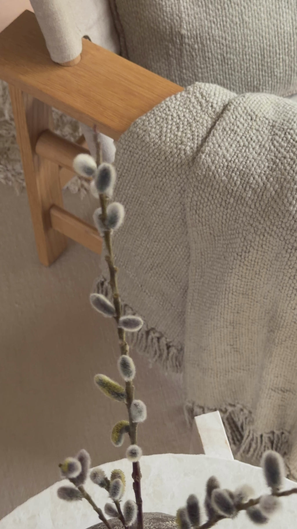 Decke aus Baumwolle „Indy“ Beige Salbeigrün