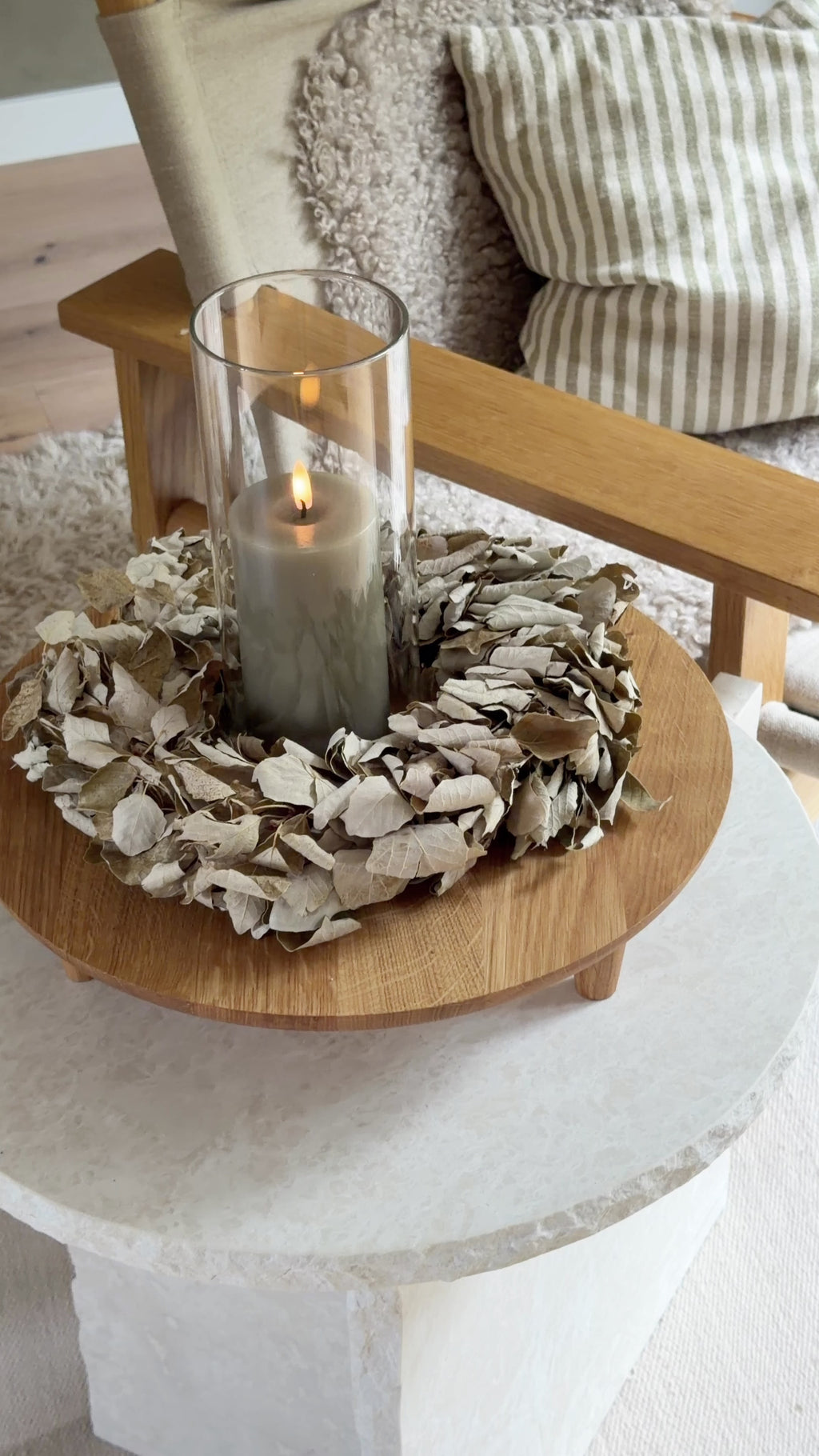 Holztablett rund 40 cm aus geölter Eiche „Liva Maxi“