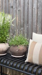 Outdoorkissen beige mit cremeweißen Streifen 30 x 50 cm
