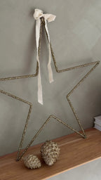 Großer Dekostern aus Metall mit goldenen Glasperlen 50 cm