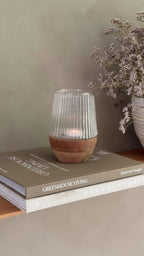 Kleines Windlicht Holz mit Glaseinsatz